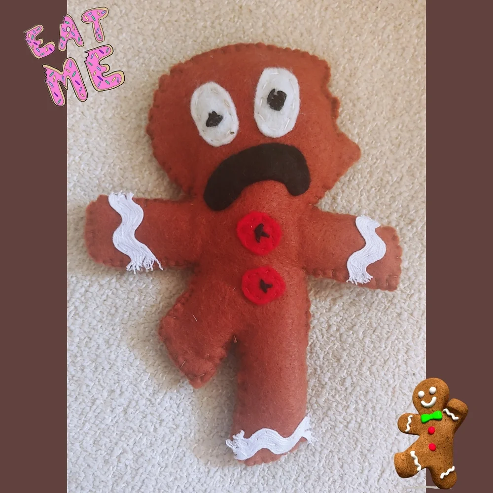 Upset Gingerbread Man Cat Toy